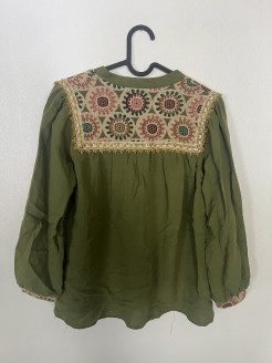 Khaki ethnic blouse