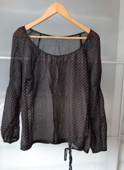 Escorpion - blouse noire en coton / soie - Taille L