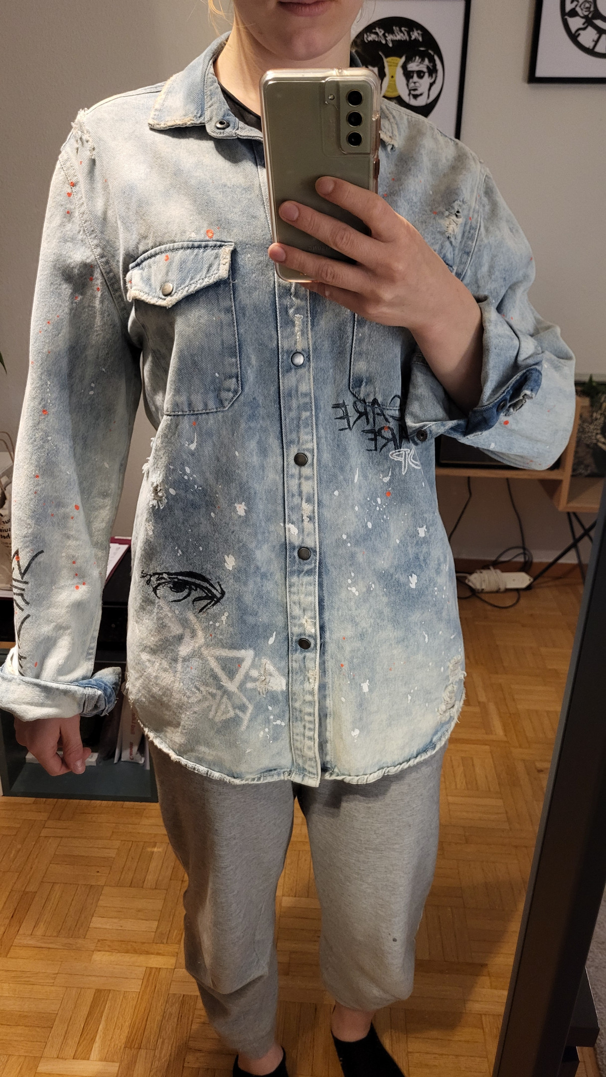 Denim shirt, street art style