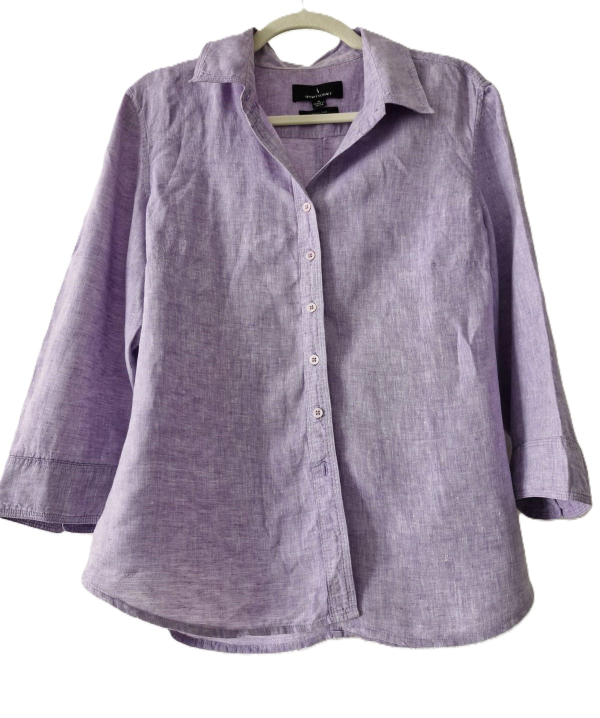 Sportscraft Women 100% Pure Linen Lilac Button Shirt (CH 44)