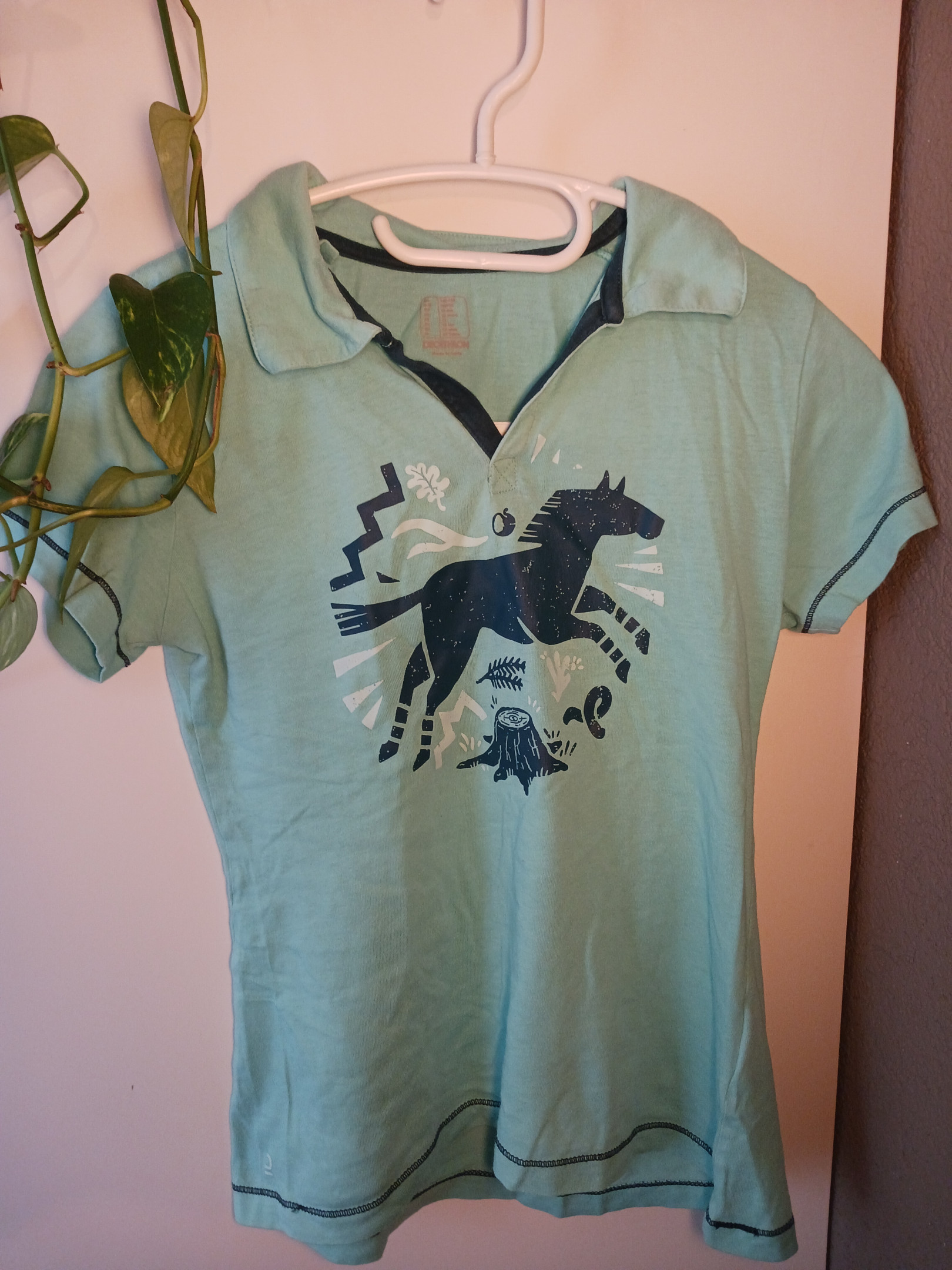 T-shirt d'équitation turquoise, decathlon