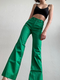Smaragdgrüne Vintage-Hose aus Seide