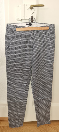 Black and white patterned cigarette trousers