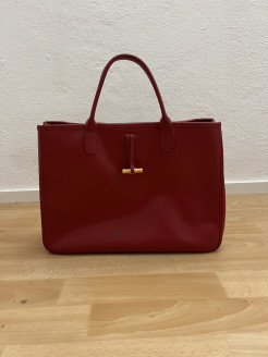 Red Longchamp shopping bag