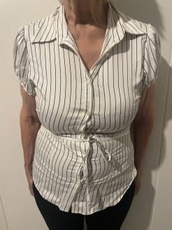 White blouse with black stripes