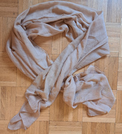 Fluid beige scarf with transparency and stars