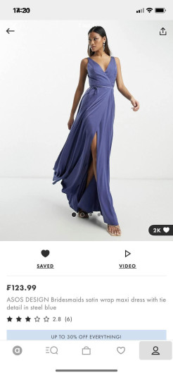 Kleid Porte-feuille Satin blau ASOS