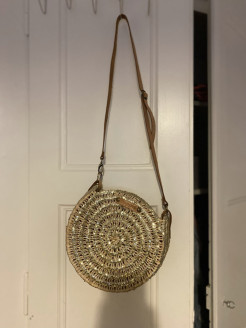 Golden straw bag