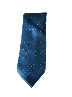 Blue silk tie with white dots