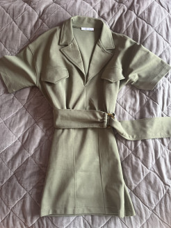 Military green short dress