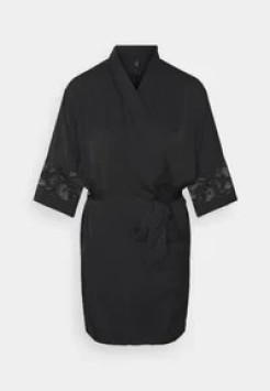 Black negligee bathrobe with lace Bluebella S