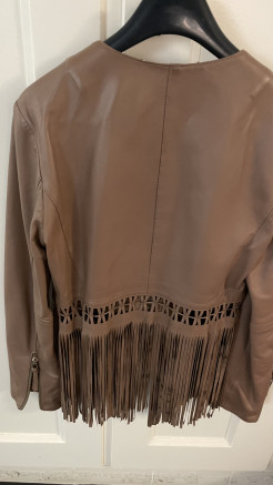  Magnificent Blumarine jacket in beige leather with fringes