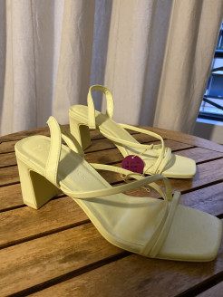 Yellow heeled sandals, size 38.