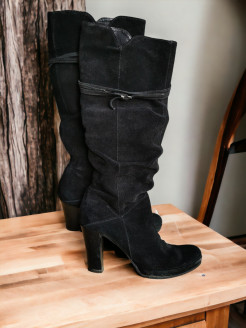 High heel suede high-boots