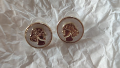 pearly earrings with vintage-style faces