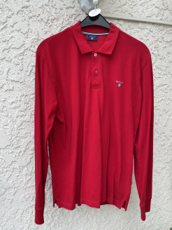 GANT, long-sleeved polo shirt, red