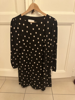 Black long dress with polka dots