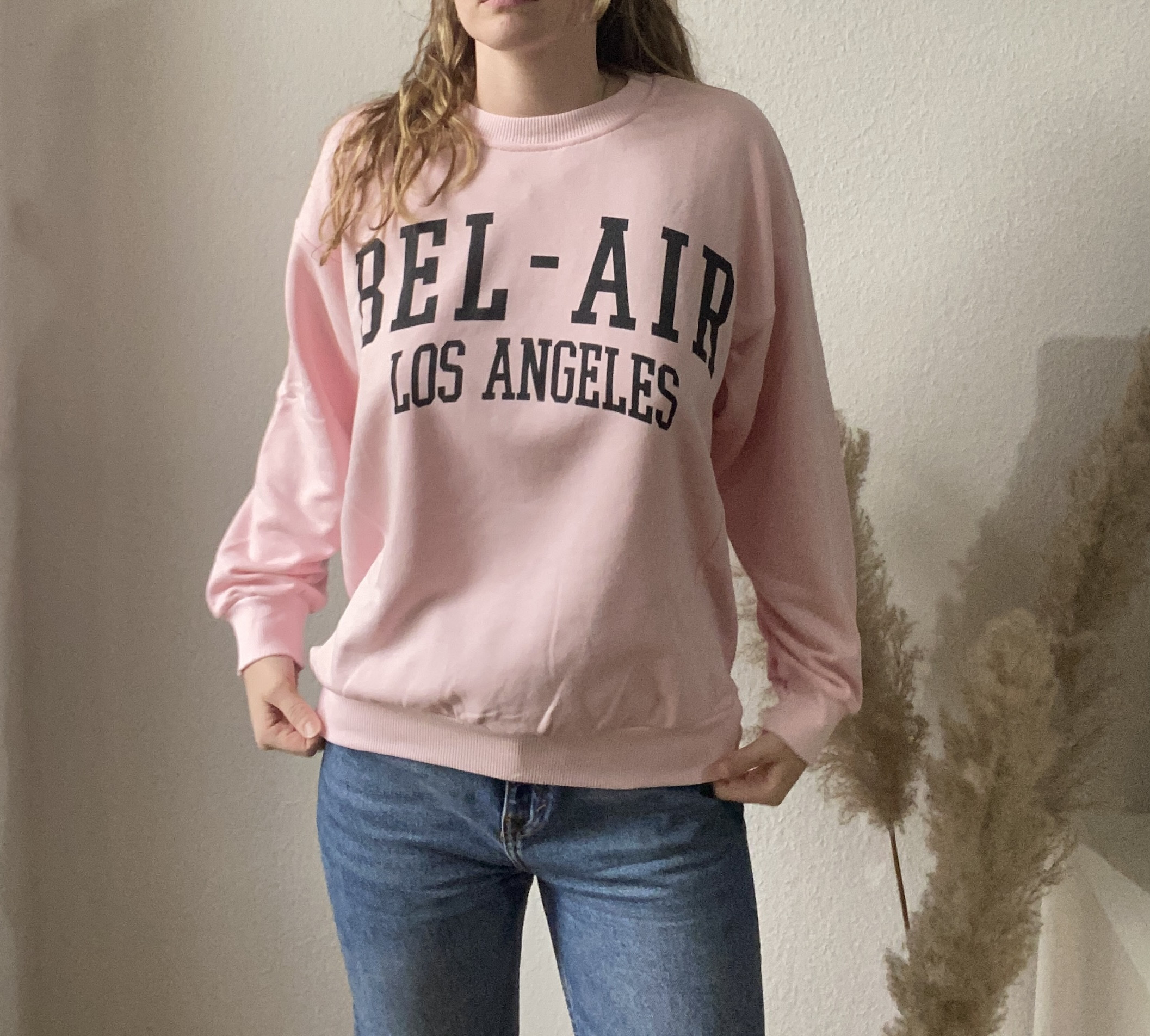 Vintage-effect pink sweatshirt