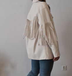 New Bershka white fringed jacket