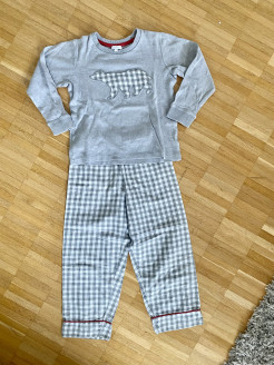 Vichykaro-Pyjama grau weiß