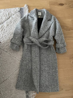 Long coat with wool blend tailoring collar BERENICE