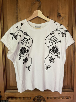 T-shirt blanc original, Zara S