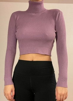 Pull à col roulé lilas