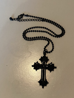 Black cross necklace with rhinestones