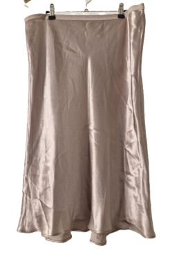 Women's Vince Beige Metallic Satin Slip Skirt (L)