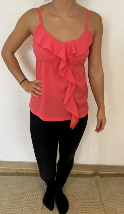 Coral pink embossed top