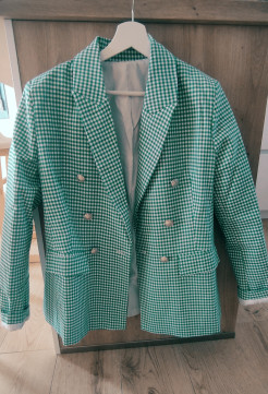 Green and white gingham blazer t. M