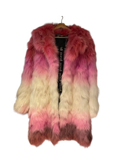 Fur coat with silk