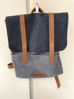 Denim & leather urban backpack