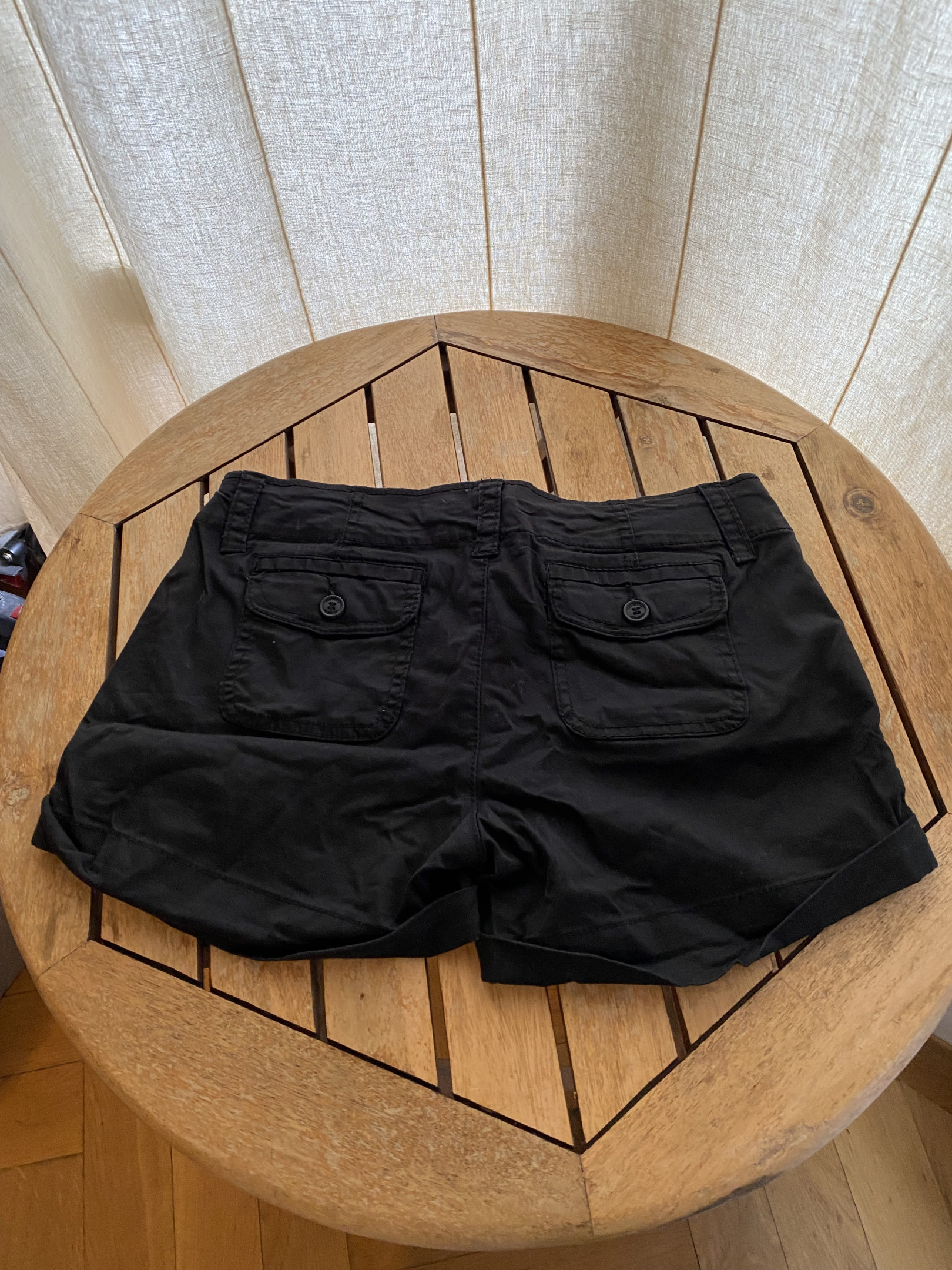Black low-rise shorts. Size XS