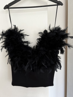 Black feather bustier