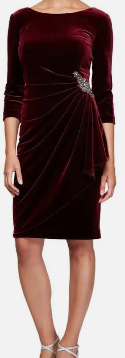 Robe de cocktail et de fête en velours longueur genou pour femmes Alex Evenings (US 16)