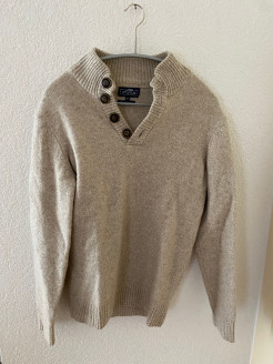 Pull homme beige laine 80%