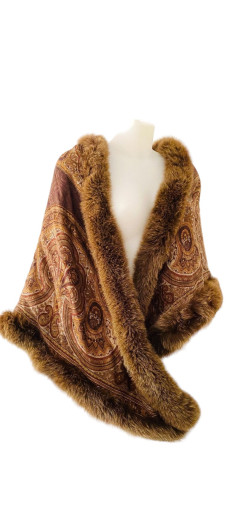 Pretty rosafox silk wool and fur shawl