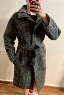 Grey 3/4 coat with belt