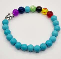 Energy bracelet with 7 Turquoise chakra stones Yoga Reiki healing stones
