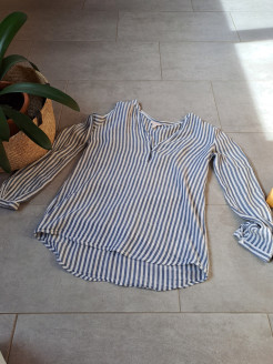 Blue and white striped shirt