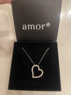 Collier Coeur Argent Amor Strass