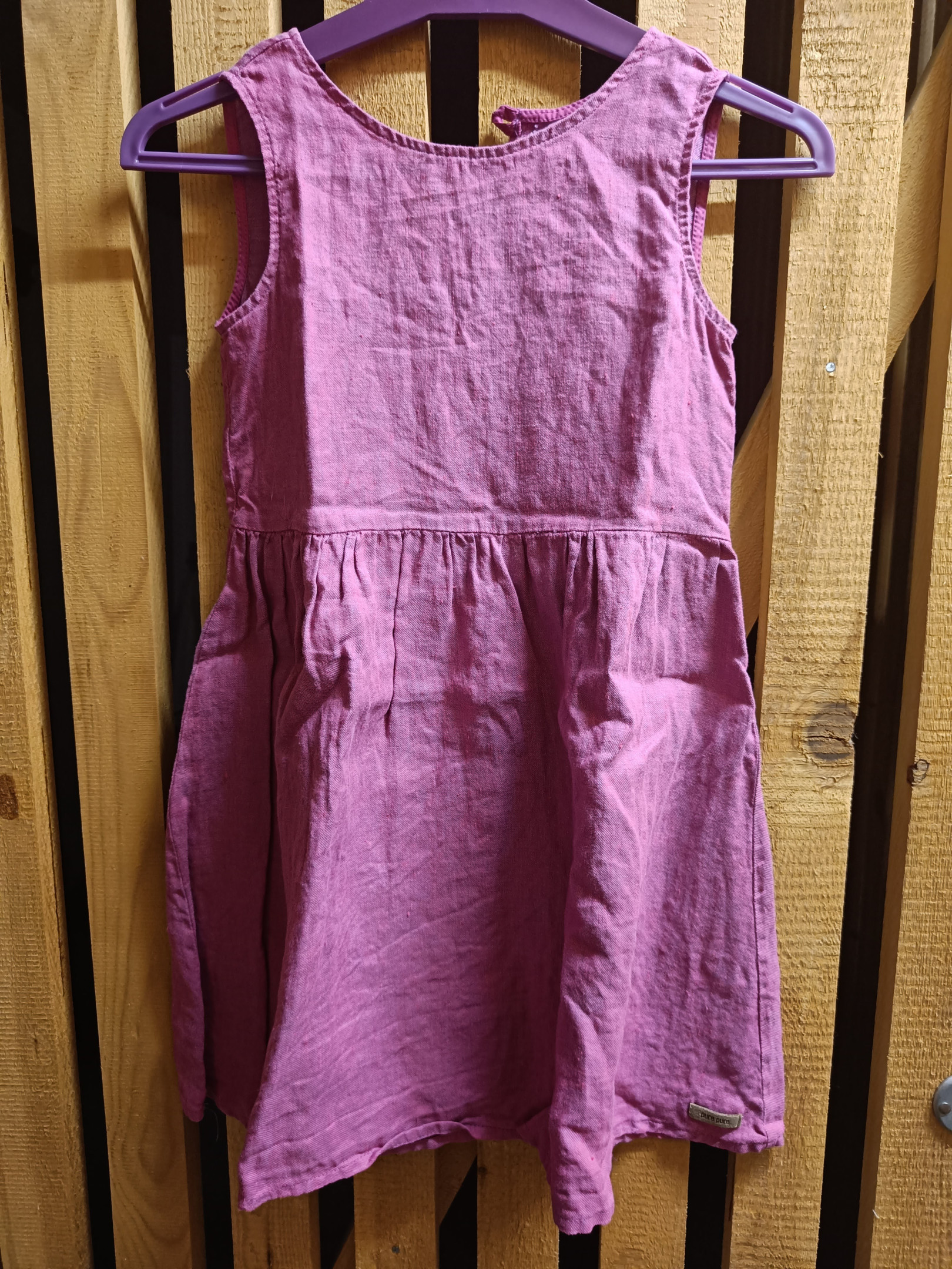 Purple linen dress robe violet en lin