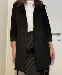 Black suede coat
