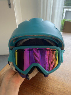 Girls ski helmet and goggles