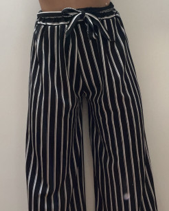 Black/white striped Light trousers