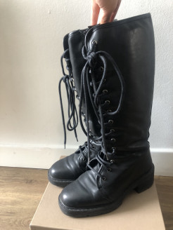 Intervalle Montréal leather lace-up ranger boots