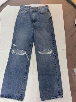 jeans large dechiré denim