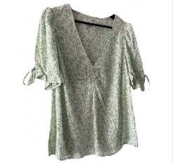 Bluse mit kurzen Ärmeln LA REDOUTE mit Blumenmuster in Weiß und Grün