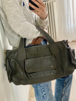 Sac en cuir souple gris éléphant